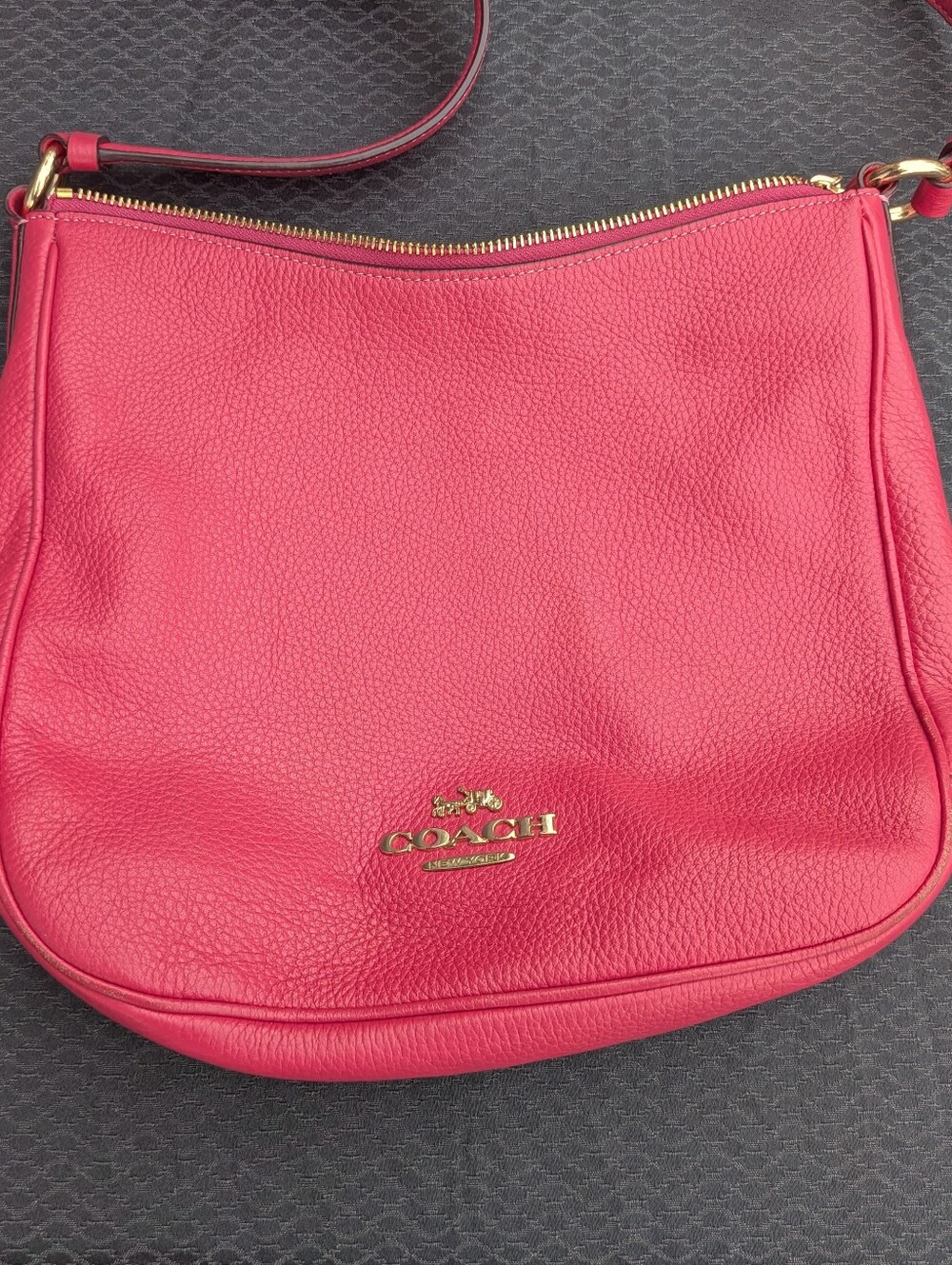 Coach Leather Handbag Coral With Back Zipper